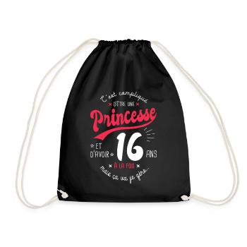 princesse 16 ans cadeau anniversaire 16 ans fille - Sac de sport léger - noir - Devant