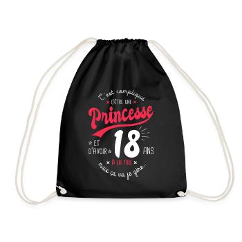 princesse 18 ans cadeau humour anniversaire 18 ans - Sac de sport léger - noir - Devant