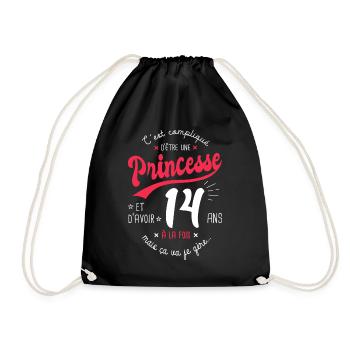 princesse 14 ans cadeau anniversaire 14 ans fille - Sac de sport léger - noir - Devant