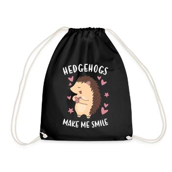 Hedgie Hedgehogs Make Me Smile Hedgehog - Turnbeutel - Schwarz - Vorne