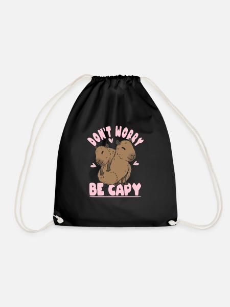 Capybara Don't Worry Be Capy Panama-Capybara - Gymnastikpåse - svart