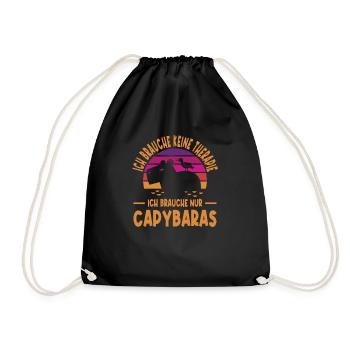 Ich Brauche Keine Therapie Brauche Nur Capybaras - Turnbeutel - Schwarz - Vorne