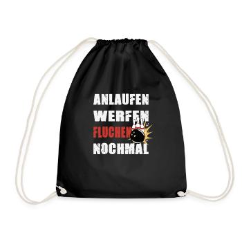 Anlaufen Werfen Fluchen Nochmal Bowling Kegeln - Turnbeutel - Schwarz - Vorne