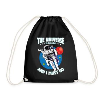 The Universe Is Calling And I Must Go Spaceman - Drawstring Bag - black - Front