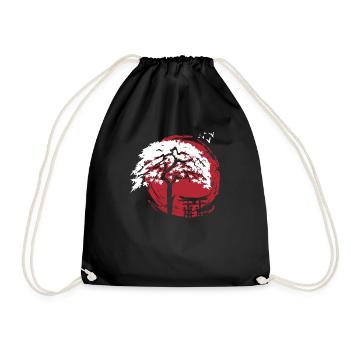Japanese dwarf maple and archway torii - Drawstring Bag - black - Front