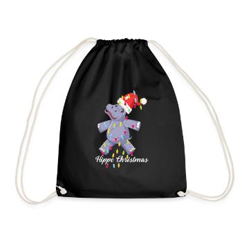 Noël Hippo - Flusspferd Weihnachten - Sac de sport léger - noir - Devant