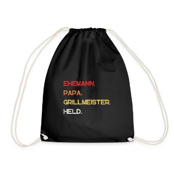 Ehemann Papa Grillmeister Held Vatertag Geschenk - Turnbeutel - Schwarz - Vorne