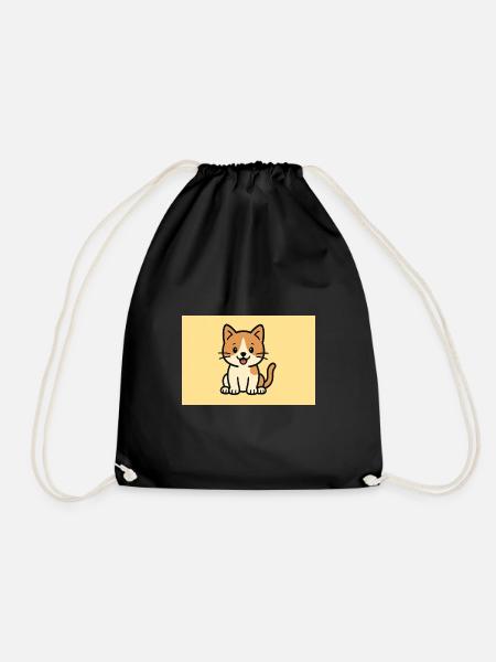 Cat - Drawstring Bag - black