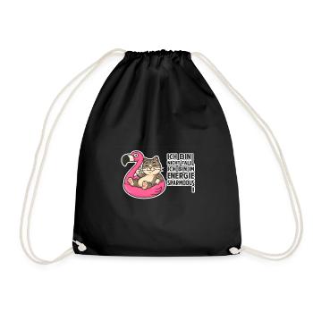 Katze auf Flamingo: Energiesparmodus - Turnbeutel - Schwarz - Vorne