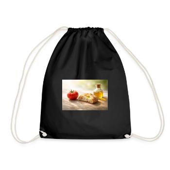 Tomato. Bread. Oil. - Drawstring Bag - black - Front