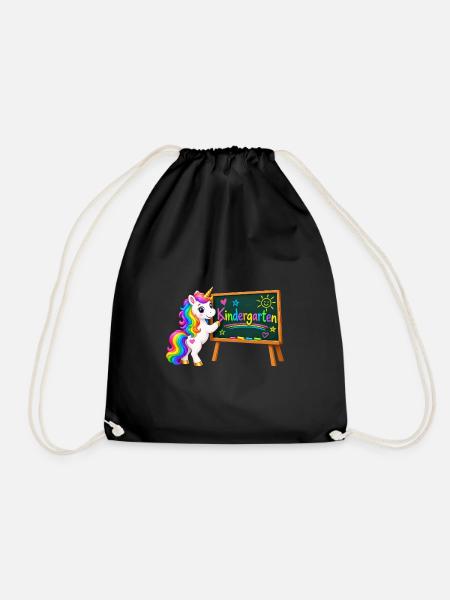 Kindergarten Einhorn - Turnbeutel - Schwarz