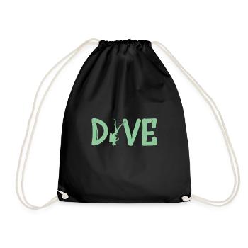Dive - Tauchen Taucher Geschenk - Turnbeutel - Schwarz - Vorne