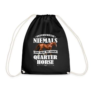 Quarter Horse Pferde Shirt-UNF - Turnbeutel - Schwarz - Vorne