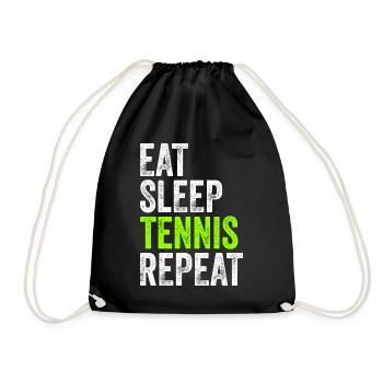 EAT SLEEP TENNIS REPEAT lustiges Geschenk Vintage - Turnbeutel - Schwarz - Vorne