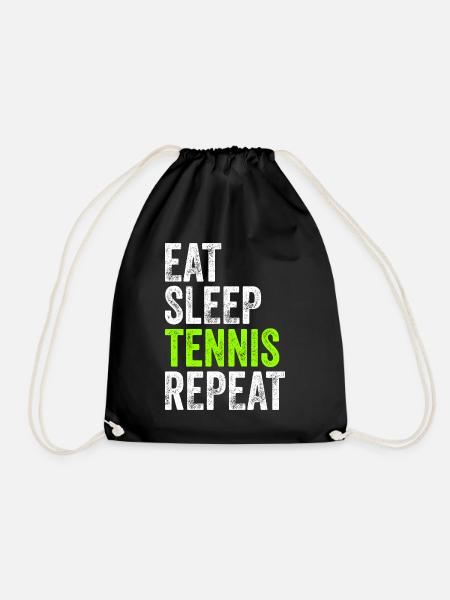 EAT SLEEP TENNIS REPEAT lustiges Geschenk Vintage - Turnbeutel - Schwarz