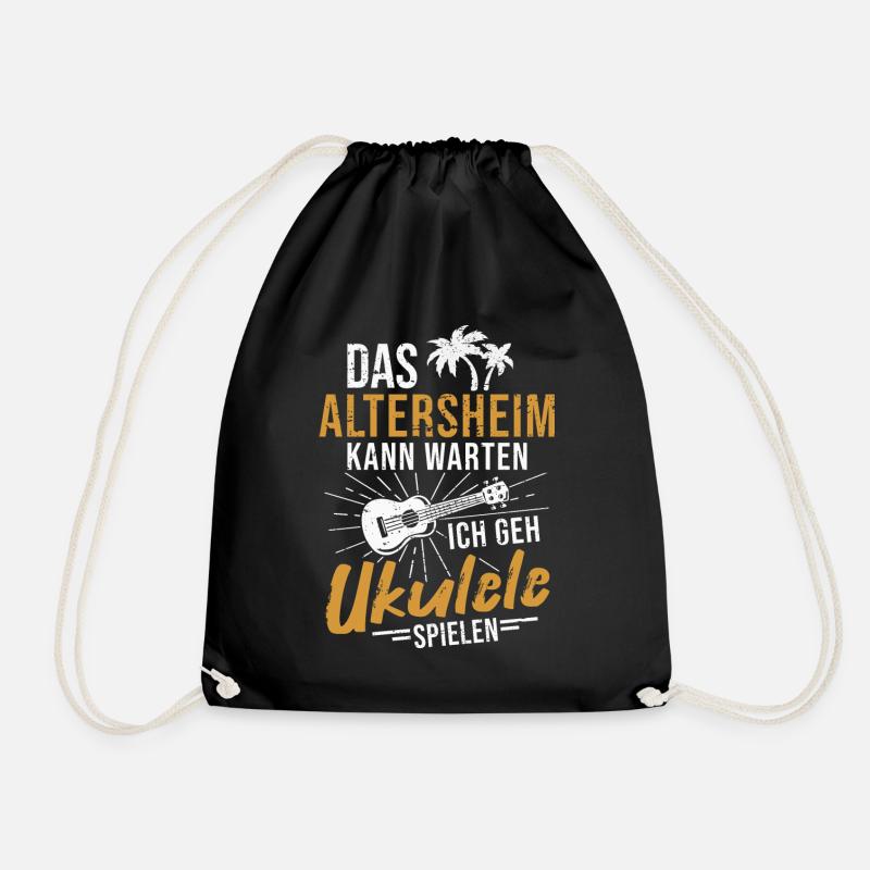 Hawaii Ukulele Rentner Altersheim Opa Uke - Turnbeutel - Schwarz