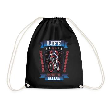 Skellet Bicycle Life is a Beautiful Ride Design - Drawstring Bag - black - Front