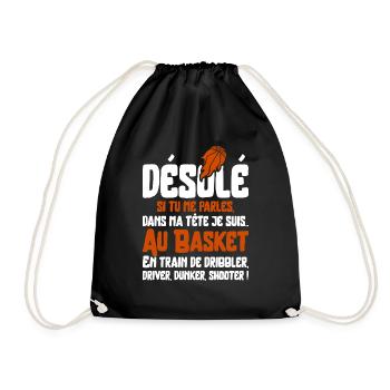 "Je suis au basket" - Sac de sport léger - noir - Devant
