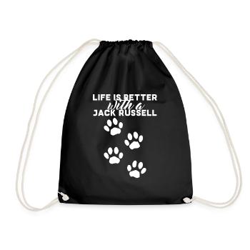 Dog / Jack Russell: Life Is Better With A Jack - Drawstring Bag - black - Front