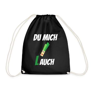 du mich lauch | Lauch Motiv | Du mich auch - Turnbeutel - Schwarz - Vorne