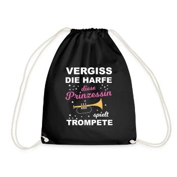 Vergiss die Harfe, diese Prinzessin.. - Geschenk - Turnbeutel - Schwarz - Vorne