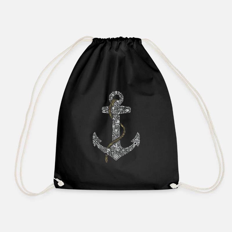 Pirate anchor - Drawstring Bag - black