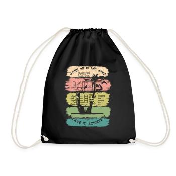 Kite Kiteboard Kiteboarding Kitesurf Gift - Drawstring Bag - black - Front