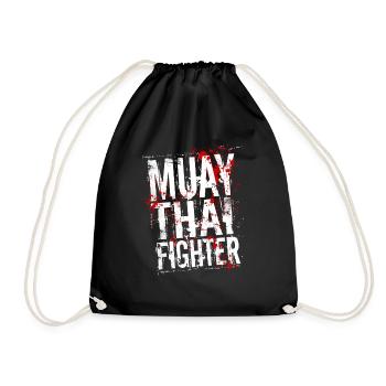 Muay Thai Kämpfer weiß - Turnbeutel - Schwarz - Vorne