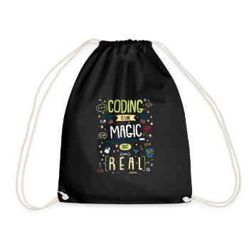 Coding Is Like Magic But Real - Drawstring Bag - black - Front
