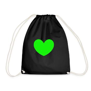 Heart green love little heart love gift - Drawstring Bag - black - Front