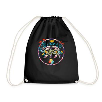Mama Bear Floral - Drawstring Bag - black - Front