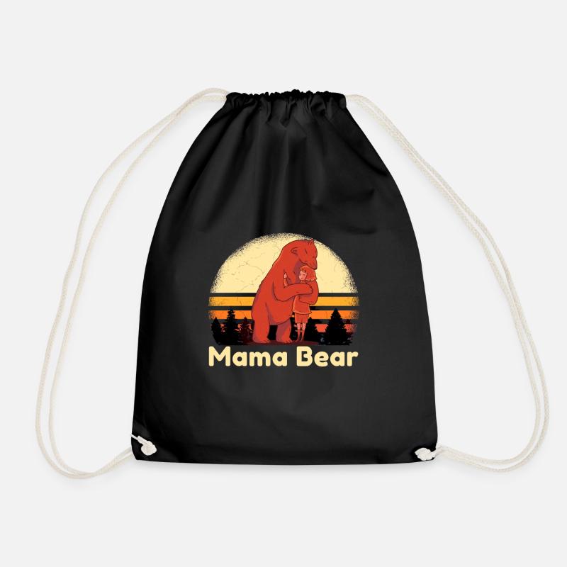 Mama Bär wird dich schützen und lieben. Mama Bear - Turnbeutel - Schwarz