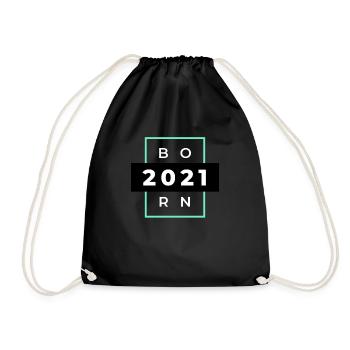 BORN 2021 | Gift for the birth of the baby in 2021 - Drawstring Bag - black - Front