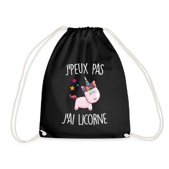 J'peux pas j'ai licorne - Sac de sport léger - noir - Devant