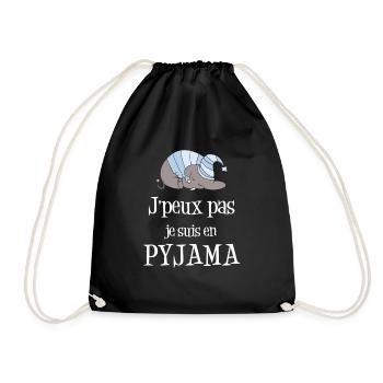 T-shirt j'peux pas j'suis en pyjama - Sac de sport léger - noir - Devant