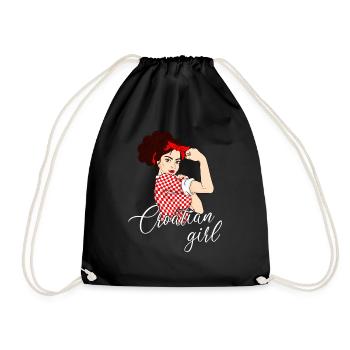 Croatian girl, croatia flag croatian - Drawstring Bag - black - Front