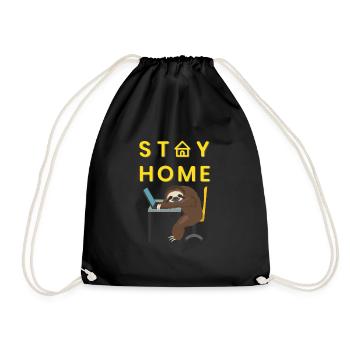 Tired sloth in the home office - Drawstring Bag - black - Front