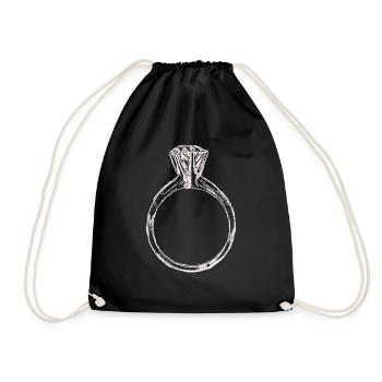 Ring Wedding Engagement Diamond Gift Idea - Drawstring Bag - black - Front