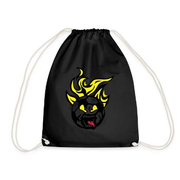football cartoon face flame - Drawstring Bag - black - Front