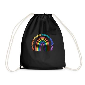 love respect freedom tolerance equality pride - Drawstring Bag - black - Front