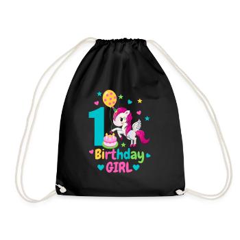 1st birthday. first birthday - Drawstring Bag - black - Front