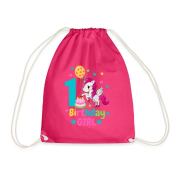 1. Geburtstag. erster Geburtstag - Turnbeutel - Fuchsia - Vorne