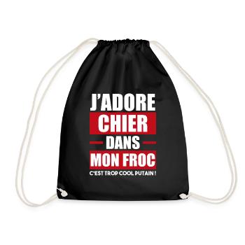 chier dans mon froc - cadeau débile marrant - Sac de sport léger - noir - Devant