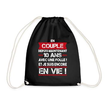 cadeau pour couple 10 ans | citation couple - Sac de sport léger - noir - Devant