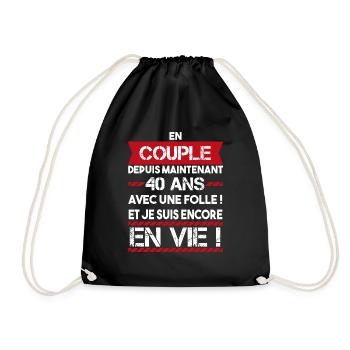 cadeau marrant pour couple 40 ans | phrase drôle - Sac de sport léger - noir - Devant