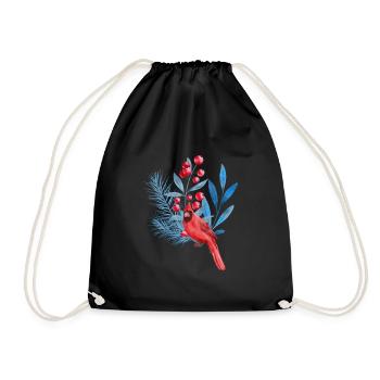 Cardinal rouge en feuilles bleues - Sac de sport léger - noir - Devant