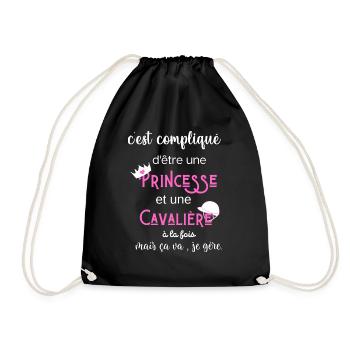c'est compliqué princesse et cavalière humour - Sac de sport léger - noir - Devant