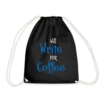 Will write for coffee - Drawstring Bag - black - Front