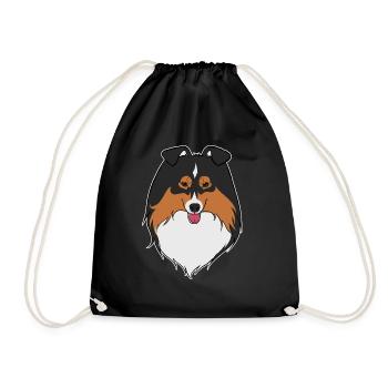 Sheltie black trio - Drawstring Bag - black - Front