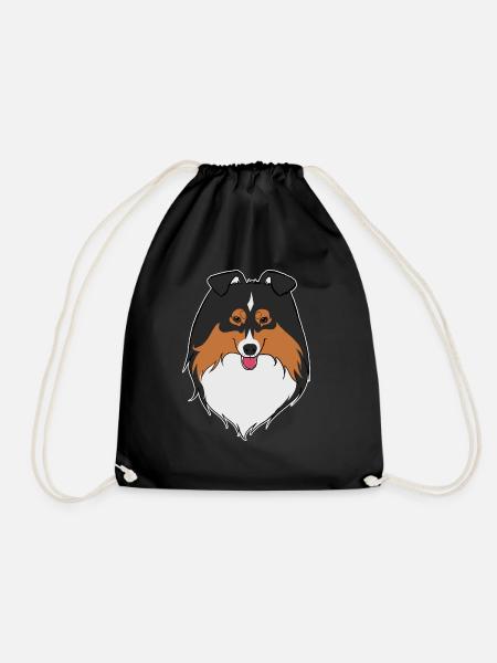 Sheltie black trio - Drawstring Bag - black